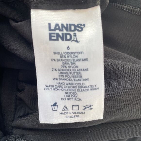 Lands' End Black Tankini Swim Top Size 6 Lycra Ruched Sides V-Neck NWT Swimwear - Picture 5 of 5